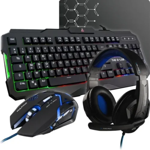 Pack Gamer 4 en 1 | The G-Lab | Souris Filaire | Clavier Filaire | Casque Filaire | Tapis de Souris